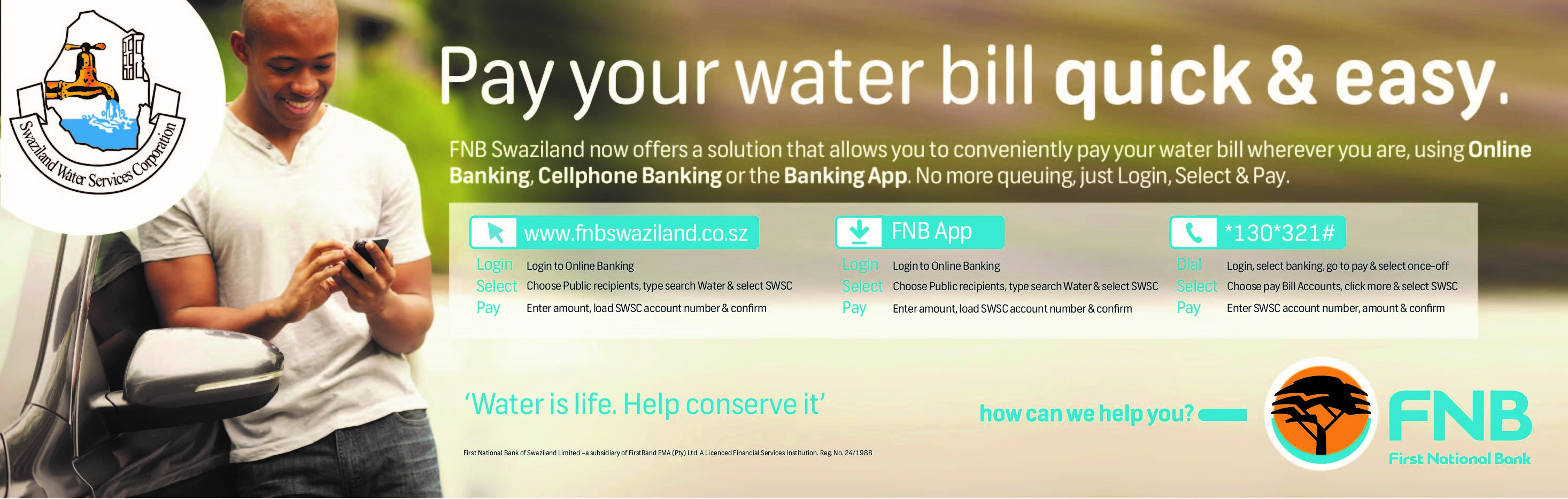 FNB water payment option